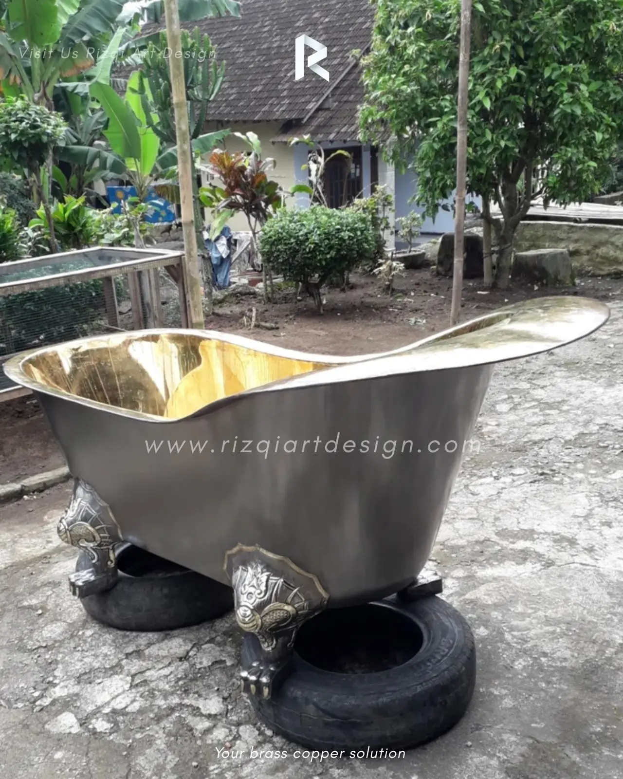 Bak mandi kuningan kaki model kuku harimau premium Rizqiartdesign