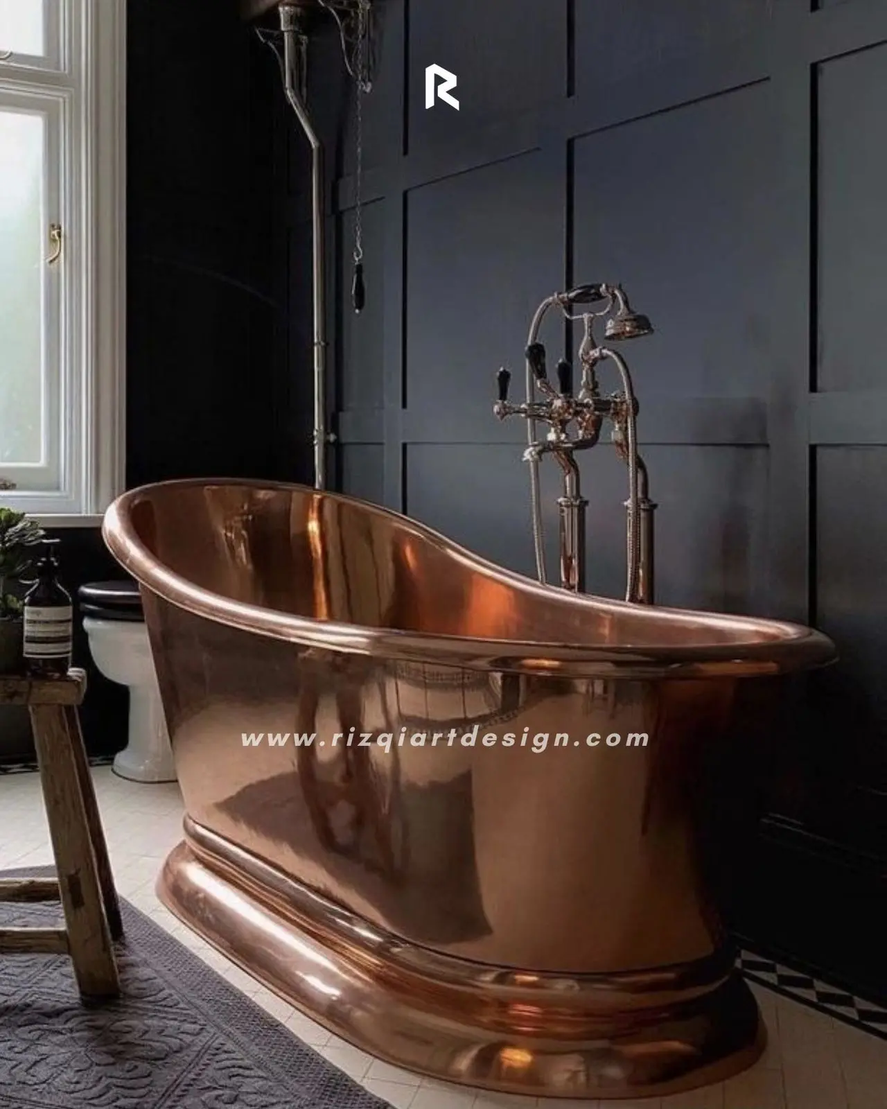 Bak mandi tembaga kamar mandi villa