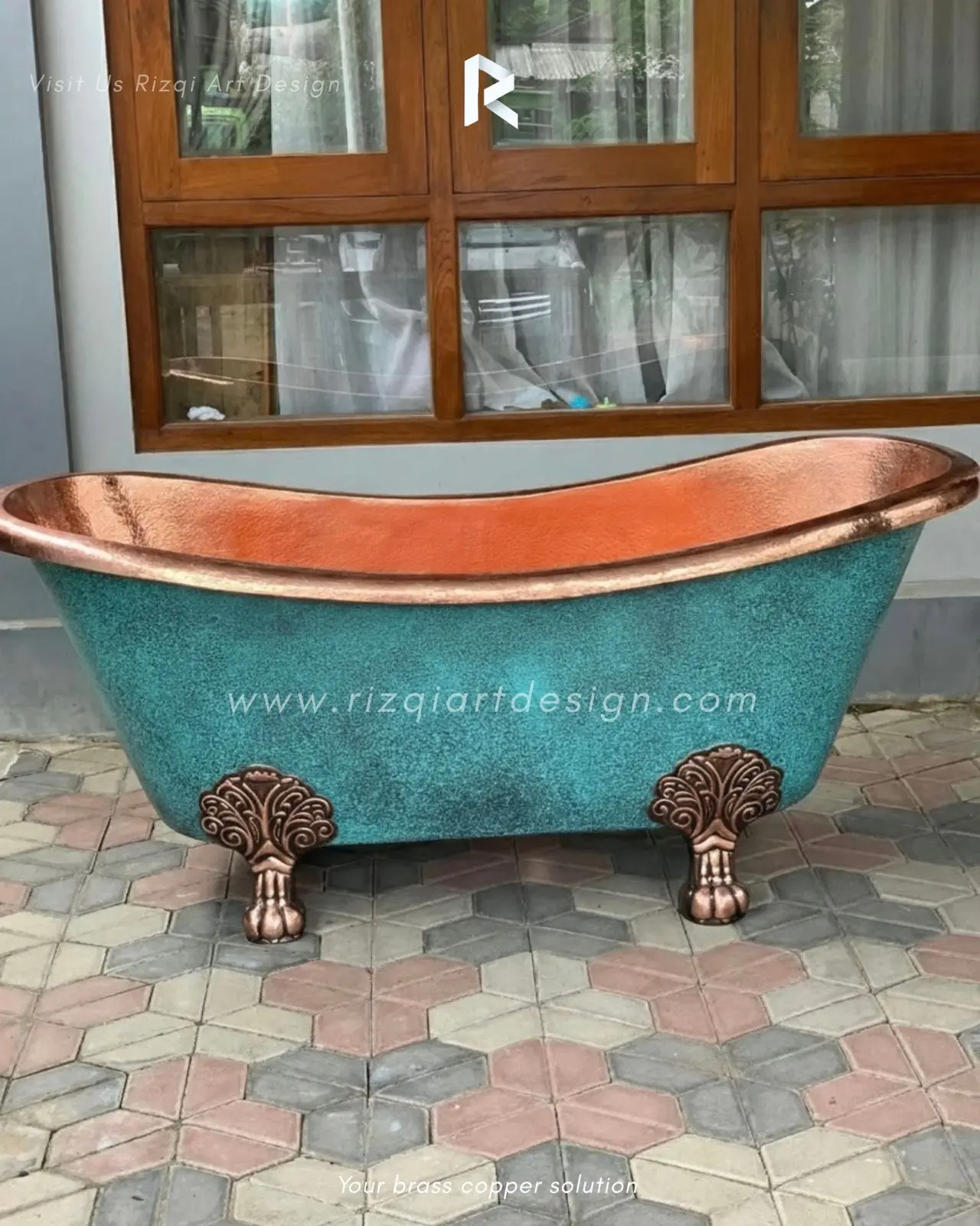 Bak mandi tembaga pilihan premium Patina dan glossy