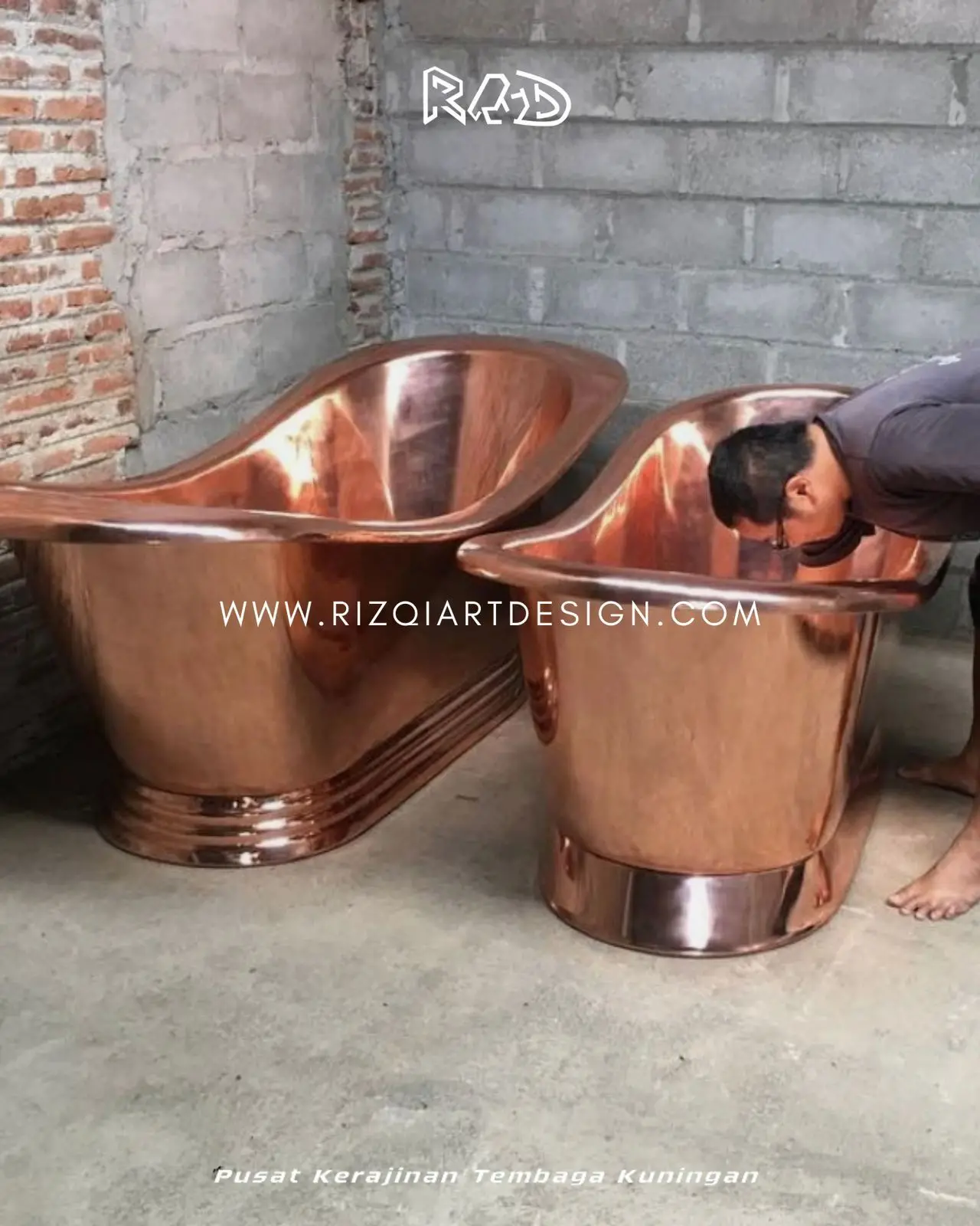 Bak Mandi Tembaga Polos Mengkilap Dan Mewah 