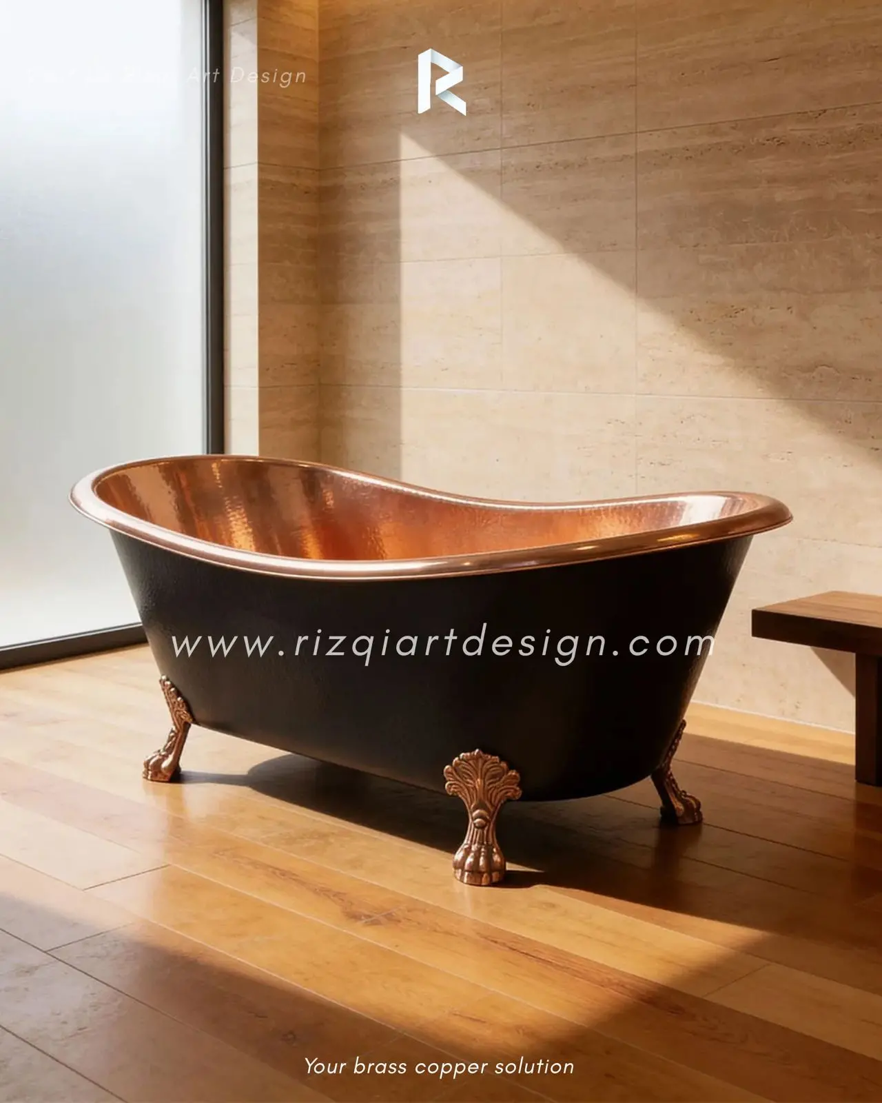 Furniture Bak Mandi Tembaga Kaki Untuk Interior Kamar Mandi Mewah