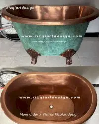 Bak mandi tembaga model kaki Patina dan natural tembaga