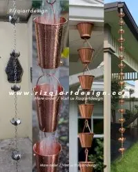 Rainchain rantai air hujan tembaga yang mengalir dan membuat estetika 