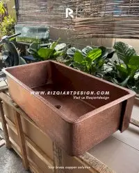 Wastafel sink tembaga texture villa dan hotel